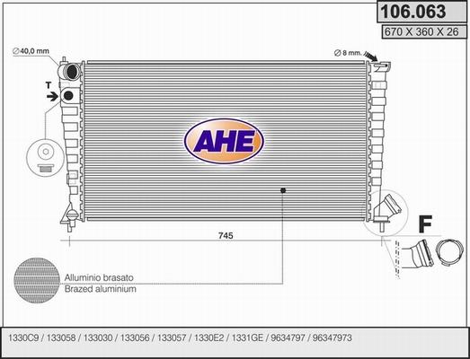 AHE 106.063 - Радіатор, охолодження двигуна autocars.com.ua