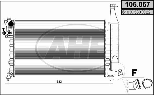 AHE 106.067 - Радіатор, охолодження двигуна autocars.com.ua