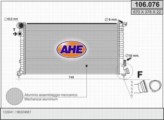AHE 106.076 - Радіатор, охолодження двигуна autocars.com.ua