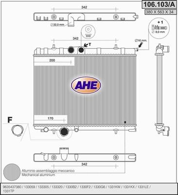 AHE 106.103/A - Радіатор, охолодження двигуна autocars.com.ua