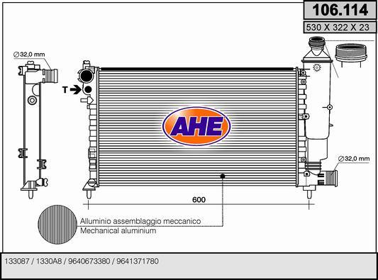 AHE 106.114 - Радіатор, охолодження двигуна autocars.com.ua