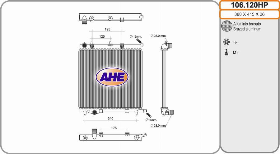 AHE 106.120HP - Радиатор, охлаждение двигателя autodnr.net