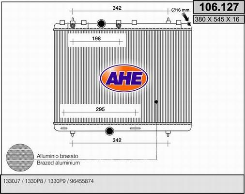 AHE 106.127 - Радіатор, охолодження двигуна autocars.com.ua