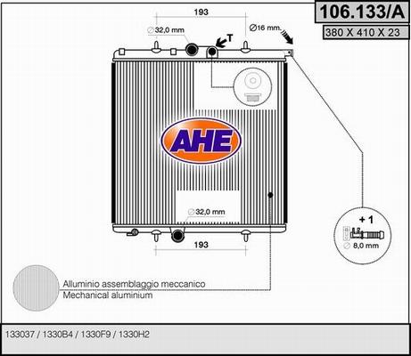 AHE 106.133/A - Радіатор, охолодження двигуна autocars.com.ua