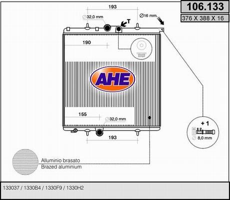 AHE 106.133 - Радіатор, охолодження двигуна autocars.com.ua