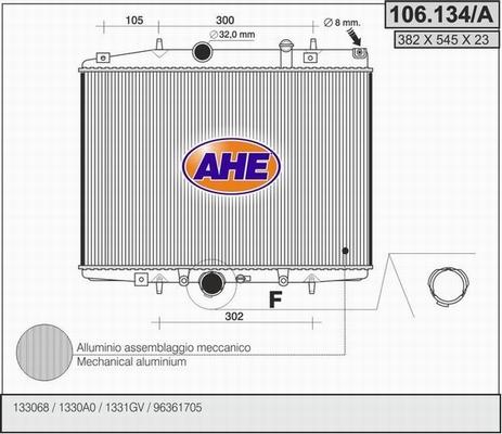 AHE 106.134/A - Радіатор, охолодження двигуна autocars.com.ua