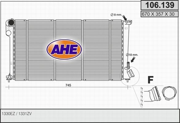 AHE 106.139 - Радіатор, охолодження двигуна autocars.com.ua