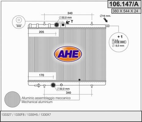 AHE 106.147/A - Радіатор, охолодження двигуна autocars.com.ua