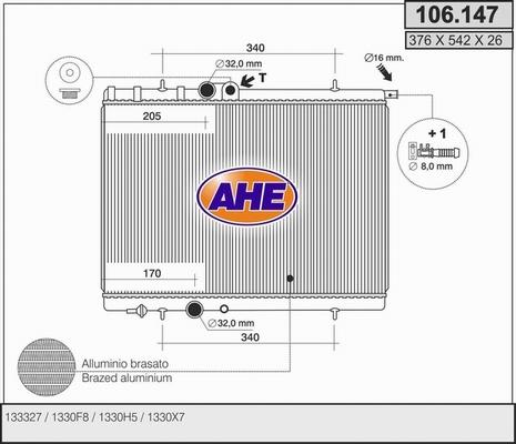 AHE 106.147 - Радіатор, охолодження двигуна autocars.com.ua