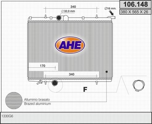 AHE 106.148 - Радіатор, охолодження двигуна autocars.com.ua