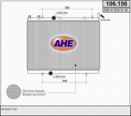 AHE 106.156 - Радіатор, охолодження двигуна autocars.com.ua