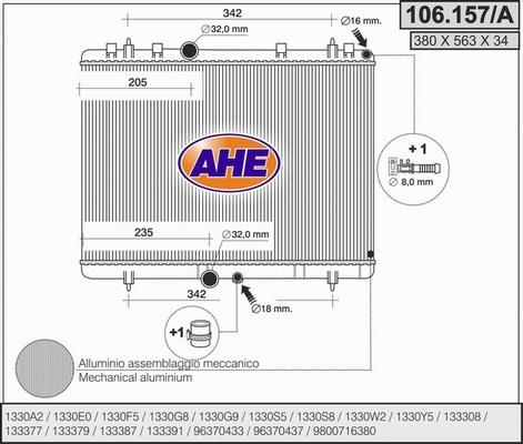 AHE 106.157/A - Радиатор, охлаждение двигателя autodnr.net