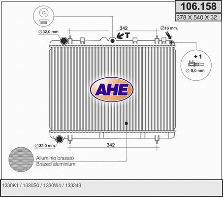 AHE 106.158 - Радіатор, охолодження двигуна autocars.com.ua