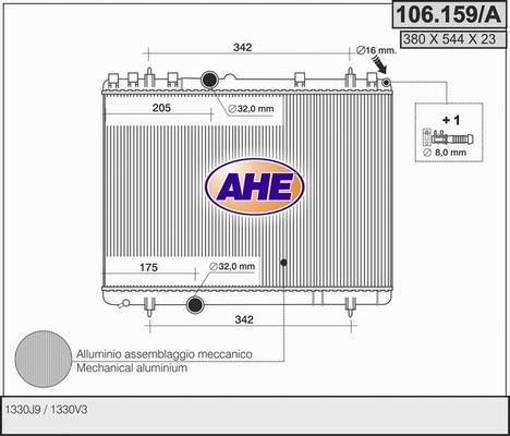 AHE 106.159/A - Радіатор, охолодження двигуна autocars.com.ua