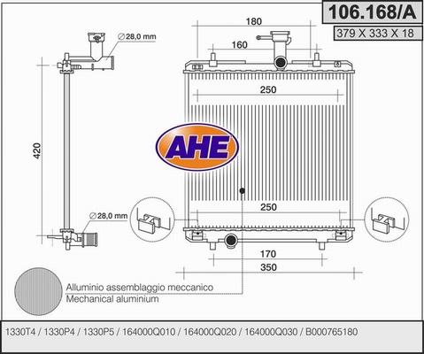 AHE 106.168/A - Радіатор, охолодження двигуна autocars.com.ua