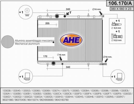AHE 106.170/A - Радіатор, охолодження двигуна autocars.com.ua