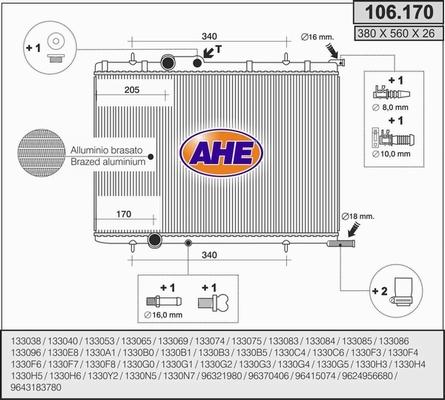 AHE 106.170 - Радіатор, охолодження двигуна autocars.com.ua