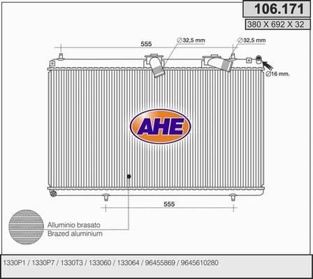 AHE 106.171 - Радіатор, охолодження двигуна autocars.com.ua