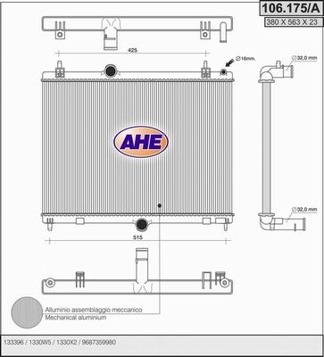 AHE 106.175/A - Радіатор, охолодження двигуна autocars.com.ua