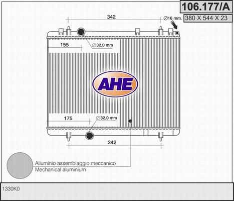 AHE 106.177/A - Радіатор, охолодження двигуна autocars.com.ua