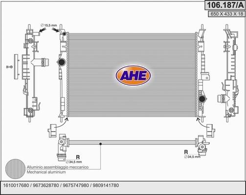 AHE 106.187/A - Радиатор, охлаждение двигателя autodnr.net