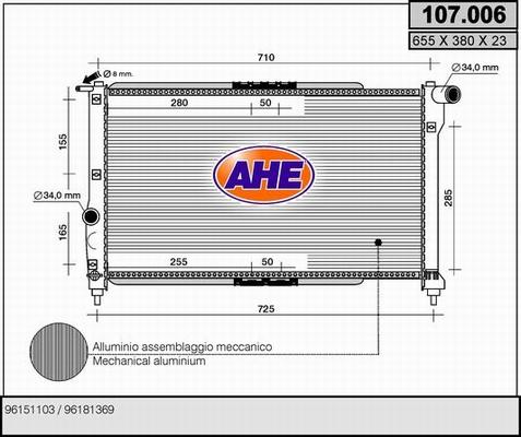 AHE 107.006 - Радіатор, охолодження двигуна autocars.com.ua