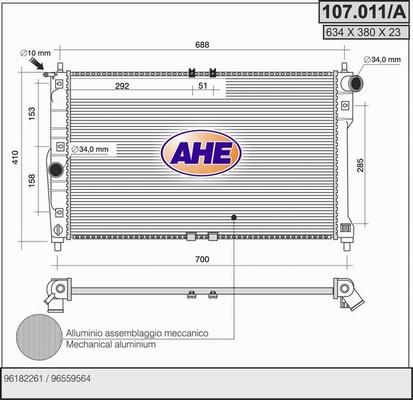 AHE 107.011/A - Радіатор, охолодження двигуна autocars.com.ua