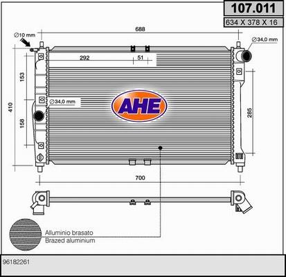 AHE 107.011 - Радіатор, охолодження двигуна autocars.com.ua