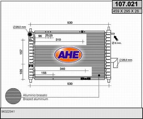 AHE 107.021 - Радіатор, охолодження двигуна autocars.com.ua