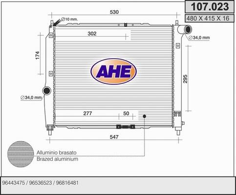 AHE 107.023 - Радіатор, охолодження двигуна autocars.com.ua