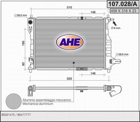 AHE 107.028/A - Радіатор, охолодження двигуна autocars.com.ua