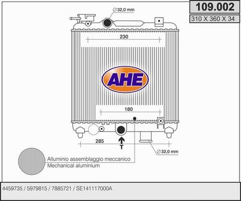 AHE 109.002 - Радіатор, охолодження двигуна autocars.com.ua