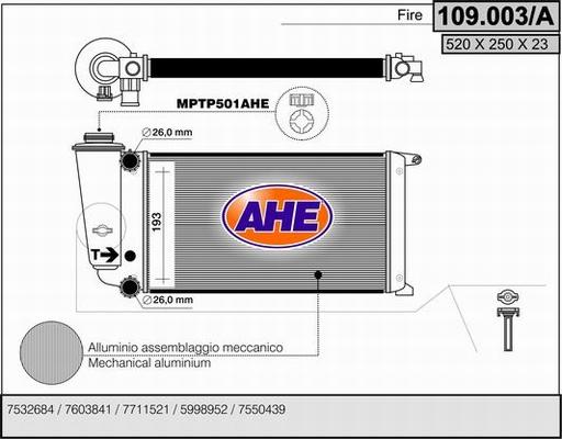 AHE 109.003/A - Радіатор, охолодження двигуна autocars.com.ua