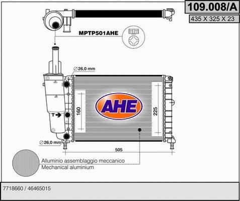 AHE 109.008/A - Радіатор, охолодження двигуна autocars.com.ua