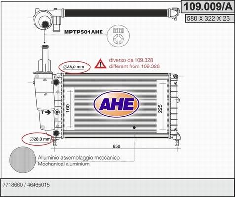 AHE 109.009/A - Радіатор, охолодження двигуна autocars.com.ua