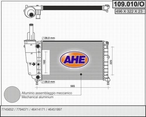 AHE 109.010/O - Радіатор, охолодження двигуна autocars.com.ua