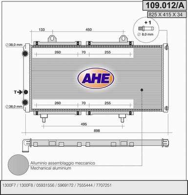 AHE 109.012/A - Радіатор, охолодження двигуна autocars.com.ua