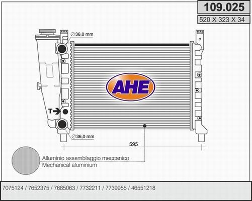 AHE 109.025 - Радіатор, охолодження двигуна autocars.com.ua