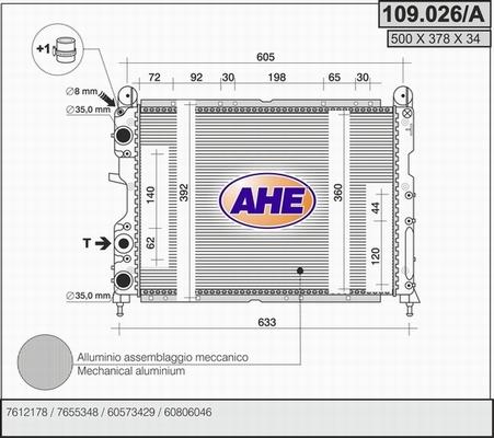 AHE 109.026/A - Радіатор, охолодження двигуна autocars.com.ua