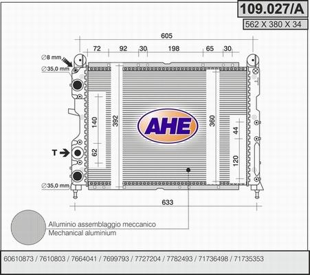 AHE 109.027/A - Радіатор, охолодження двигуна autocars.com.ua