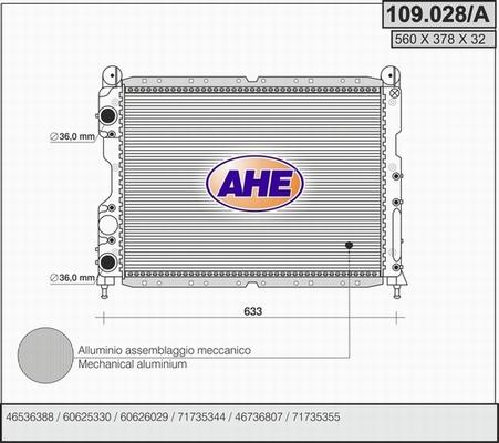 AHE 109.028/A - Радіатор, охолодження двигуна autocars.com.ua