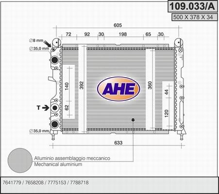 AHE 109.033/A - Радіатор, охолодження двигуна autocars.com.ua