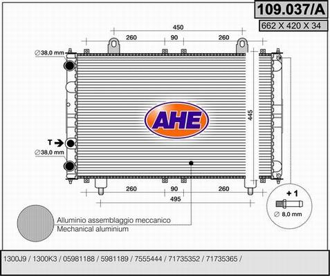 AHE 109.037/A - Радіатор, охолодження двигуна autocars.com.ua