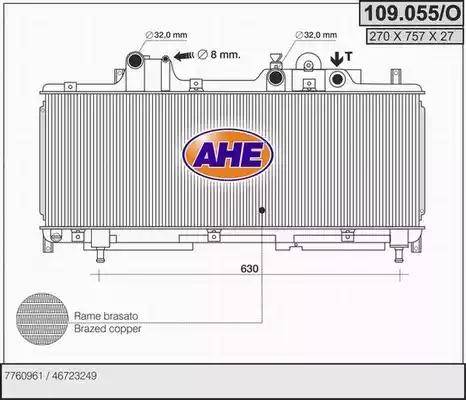 AHE 109.055/O - Радіатор, охолодження двигуна autocars.com.ua