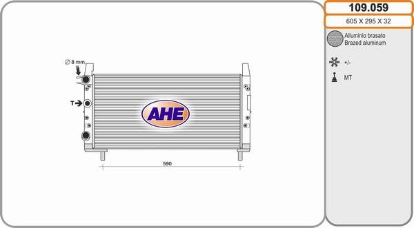 AHE 109.059 - Радіатор, охолодження двигуна autocars.com.ua