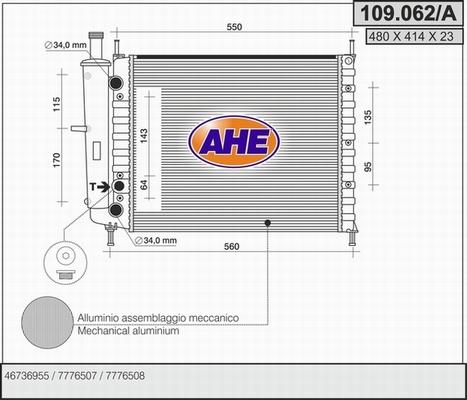 AHE 109.062/A - Радіатор, охолодження двигуна autocars.com.ua