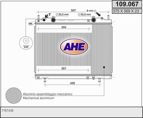 AHE 109.067 - Радиатор, охлаждение двигателя autodnr.net