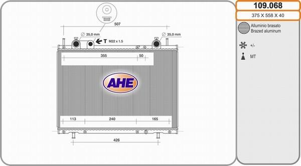 AHE 109.068 - Радіатор, охолодження двигуна autocars.com.ua