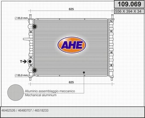 AHE 109.069 - Радіатор, охолодження двигуна autocars.com.ua