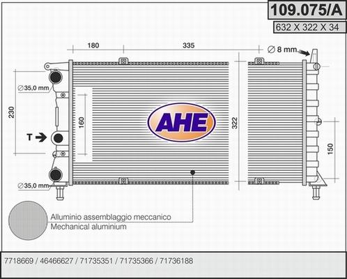 AHE 109.075/A - Радіатор, охолодження двигуна autocars.com.ua